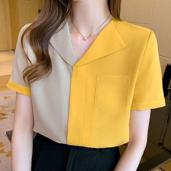 women's blouses & shirts summer women blouse short sleeve v-neck chiffon shirt blusas mujer de moda 2021 femme e986, White
women's blouses & shirts summer women blouse short sleeve v-neck chiffon shirt blusas mujer de moda 2021 femme e986, White