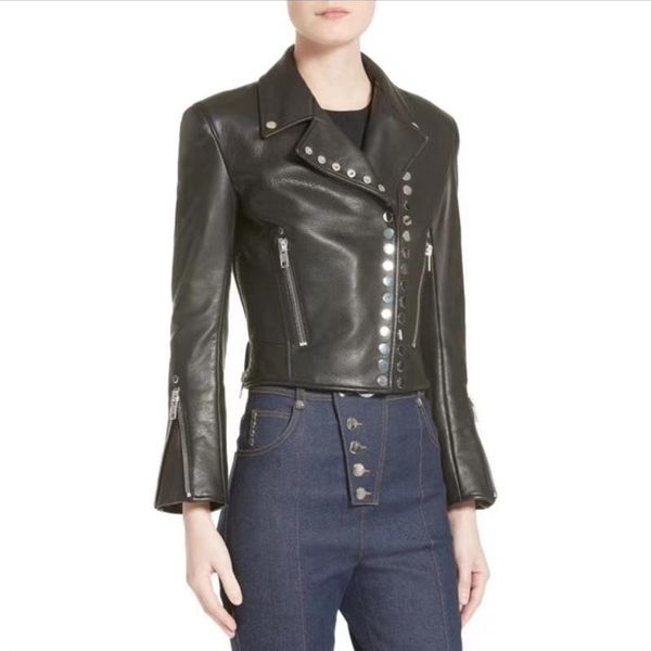 women's leather & faux genuine sheepskin 100% real women coats natural short jacket, Black
women's leather & faux genuine sheepskin 100% real women coats natural short jacket, Black