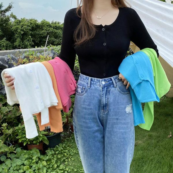 women's knits & tees 2021 korean style fashion slim o-neck long sleeve cardigan knitted sweater single breasted chic cardigans women cl, White
women's knits & tees 2021 korean style fashion slim o-neck long sleeve cardigan knitted sweater single breasted chic cardigans women cl, White