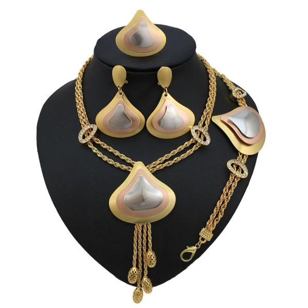 earrings & necklace yulaili 2021 dubai gold jewelry sets austria crystal tricolor pendant african wedding accessories mujer, Silver
earrings & necklace yulaili 2021 dubai gold jewelry sets austria crystal tricolor pendant african wedding accessories mujer, Silver