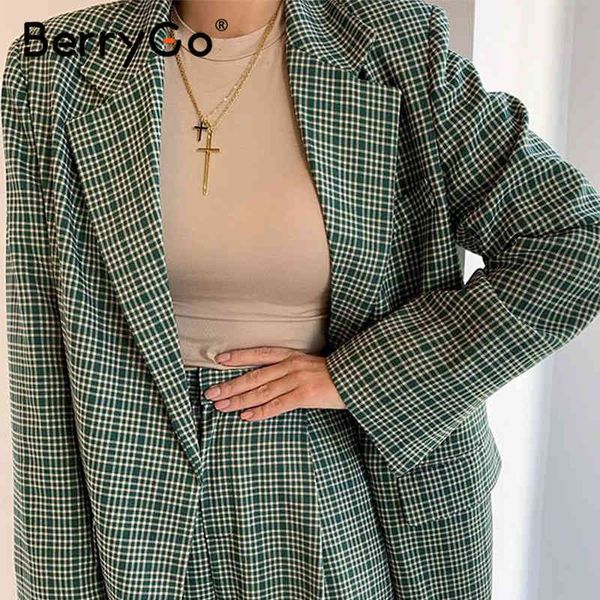 berrygo elegant plaid two-pieces women blazer suit casual streetwear s female set chic office ladies coat 210513, White
berrygo elegant plaid two-pieces women blazer suit casual streetwear s female set chic office ladies coat 210513, White