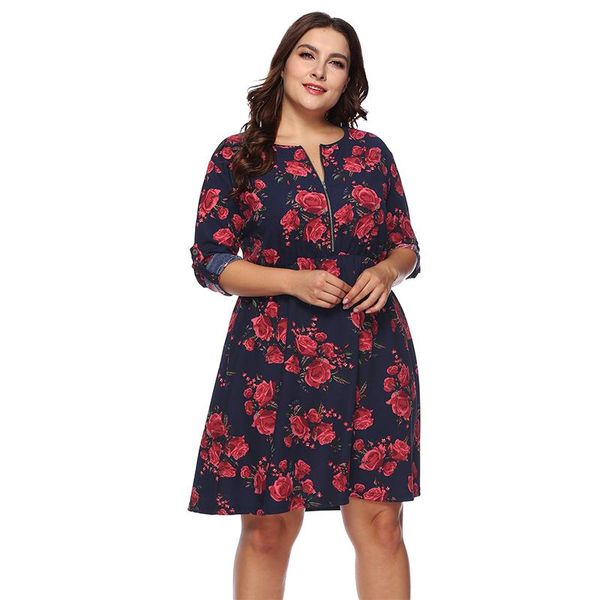 plus size dresses spring autumn women clothing print waist controlled three quarter sleeve zipper dress elastic knee length skirt, Black
plus size dresses spring autumn women clothing print waist controlled three quarter sleeve zipper dress elastic knee length skirt, Black