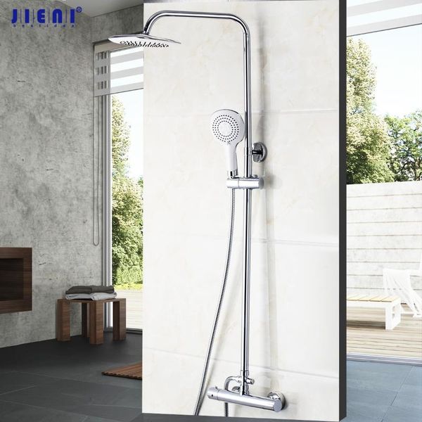 jieni bathroom rain shower wall mounted faucets set stainless steel spray with abs hand shower thermostatic set
jieni bathroom rain shower wall mounted faucets set stainless steel spray with abs hand shower thermostatic set