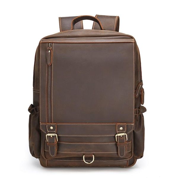 backpack man bags genuine leather men travel casual fashion vintage brown big capacity business student 15" lapbackpacks
backpack man bags genuine leather men travel casual fashion vintage brown big capacity business student 15" lapbackpacks