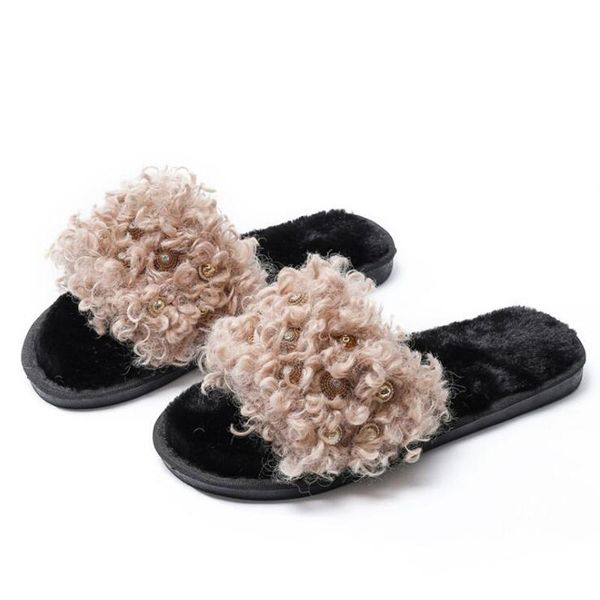 curl women slippers rivet cotton winter non-slip floor home furry shoes warm flip flops b22, Black
curl women slippers rivet cotton winter non-slip floor home furry shoes warm flip flops b22, Black
