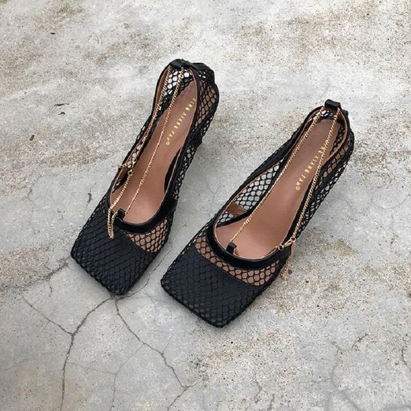 dress shoes fashion mesh shallow mouth chain high heels banquet hollow fine heel women's summer sandals, Black
dress shoes fashion mesh shallow mouth chain high heels banquet hollow fine heel women's summer sandals, Black