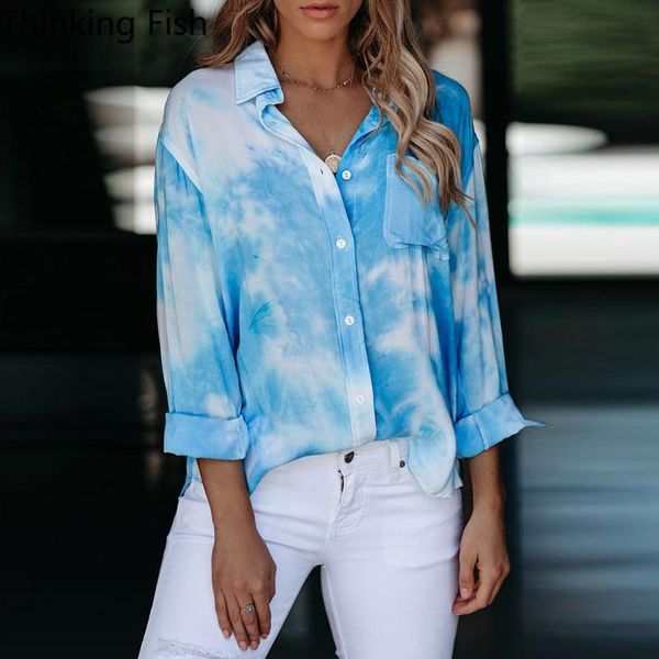 women's blouses & shirts fashion women tie-dye printed long sleeve button turn-down collar blouse office ladies blusas mujer de moda 20, White
women's blouses & shirts fashion women tie-dye printed long sleeve button turn-down collar blouse office ladies blusas mujer de moda 20, White
