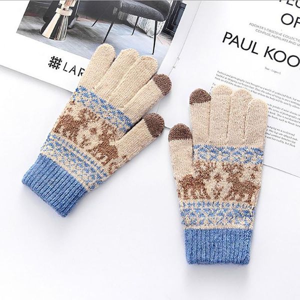 five fingers gloves winter warm fawn women woolen knitted lady christmas female mittens #4, Blue;gray
five fingers gloves winter warm fawn women woolen knitted lady christmas female mittens #4, Blue;gray