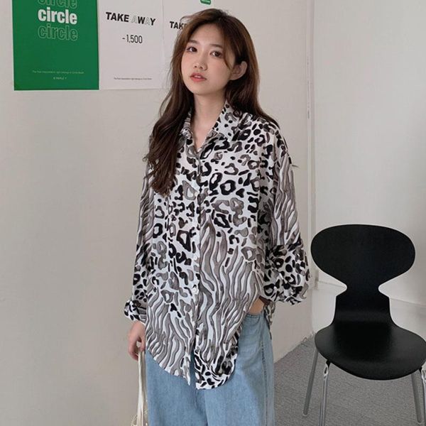 women's blouses & shirts vintage style summer sunscreen streetwear loose clothing leopard oversize ladies fashion brand, White
women's blouses & shirts vintage style summer sunscreen streetwear loose clothing leopard oversize ladies fashion brand, White