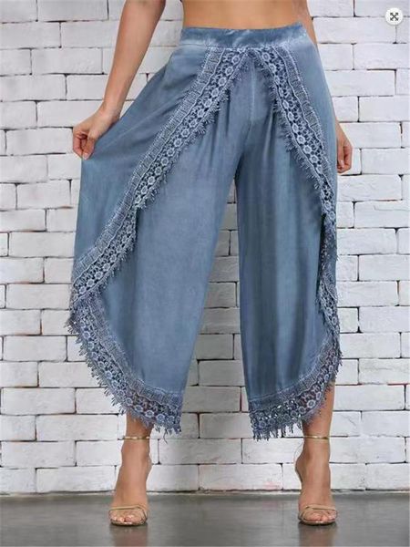 european and american women's drawstring side slit harem wide-leg pants 993 & capris, Black;white
european and american women's drawstring side slit harem wide-leg pants 993 & capris, Black;white