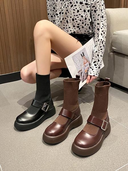 boots brown stretch sock autumn spring 2021 flat bottom thick round toe ladies shoes fashion women zapatos mujer, Black
boots brown stretch sock autumn spring 2021 flat bottom thick round toe ladies shoes fashion women zapatos mujer, Black