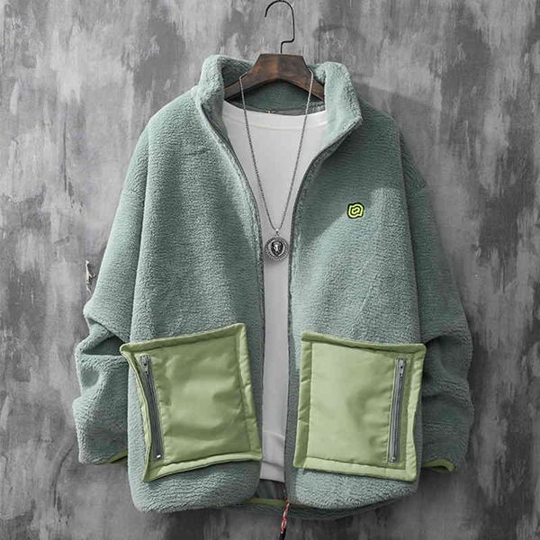 men's casual shirts high street color block big pockets lamb jacket men and women oversize plus size thick winter loose windbreaker coa, White;black
men's casual shirts high street color block big pockets lamb jacket men and women oversize plus size thick winter loose windbreaker coa, White;black