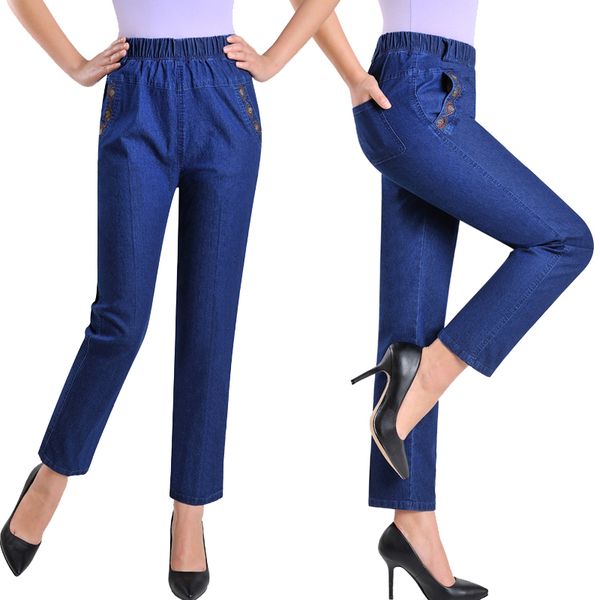 plus size 5xl jeans female 2021 spring summer new embroidery nine denim slim high waist elasticity casual women pants h450, Blue
plus size 5xl jeans female 2021 spring summer new embroidery nine denim slim high waist elasticity casual women pants h450, Blue