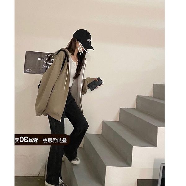 women's sweaters hooded sweater coat early autumn 2021 coffee korean loose sense cardigan fashion, White;black
women's sweaters hooded sweater coat early autumn 2021 coffee korean loose sense cardigan fashion, White;black