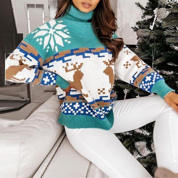 christmas turtleneck elk printed knit women sweater winter fashion warm loose pullover lady elegant all-match, White;black
christmas turtleneck elk printed knit women sweater winter fashion warm loose pullover lady elegant all-match, White;black