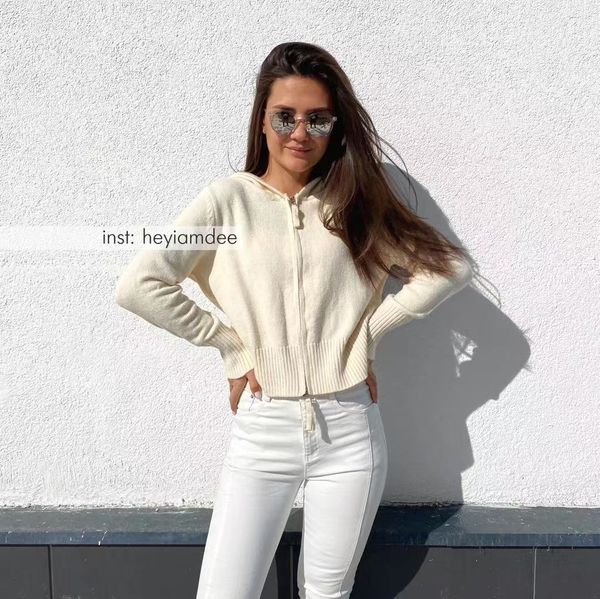 two piece dress spring product korean style hooded double zipper short cardigan gentle western long-sleeved sweater women ve2n, White
two piece dress spring product korean style hooded double zipper short cardigan gentle western long-sleeved sweater women ve2n, White