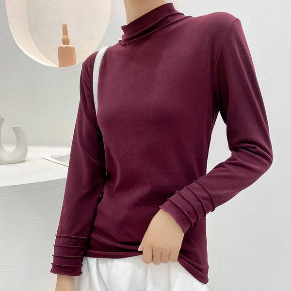 and autumn spring solid color leisure slim foreign style half high collar with warm long sleeve t-shirt veet bottom coat, White
and autumn spring solid color leisure slim foreign style half high collar with warm long sleeve t-shirt veet bottom coat, White