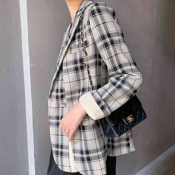 blazers women's jackets plaid lady of the blazer jacket coat elegant feminine spring outwear, White;black
blazers women's jackets plaid lady of the blazer jacket coat elegant feminine spring outwear, White;black