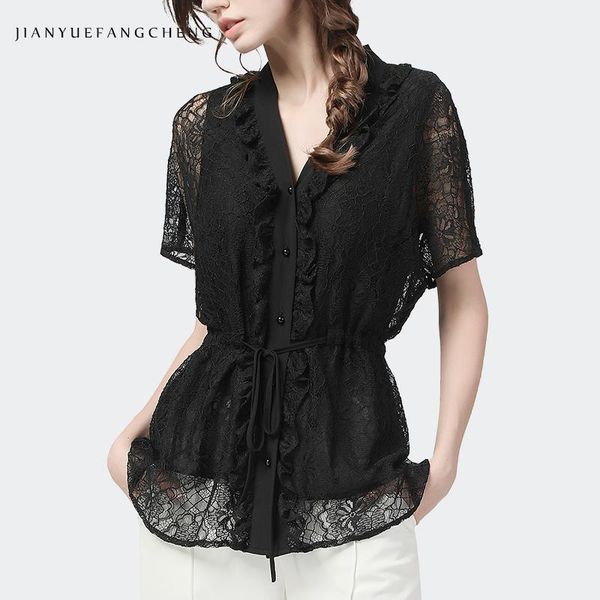 women's blouses & shirts fashion ladies black lace shirt hook flower hollow out short sleeve v-neck lacing design elegant plus size wo, White
women's blouses & shirts fashion ladies black lace shirt hook flower hollow out short sleeve v-neck lacing design elegant plus size wo, White