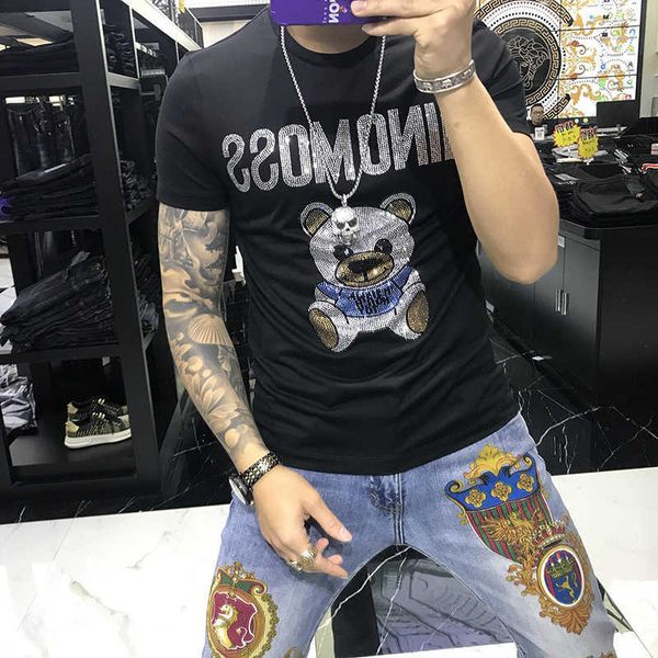 w0712 fashion brand bear drill short sleeve t-shirt net red super fire mercerized cotton half sleeve round neck for lovers, White;black
w0712 fashion brand bear drill short sleeve t-shirt net red super fire mercerized cotton half sleeve round neck for lovers, White;black