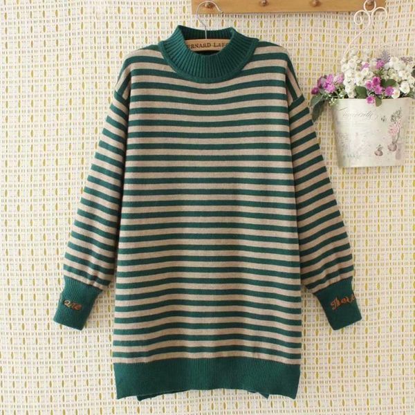 women's sweaters plus size green navy embroidery women half high collar striped knitted 2021 autumn winter lady sweater female pullover, White;black
women's sweaters plus size green navy embroidery women half high collar striped knitted 2021 autumn winter lady sweater female pullover, White;black