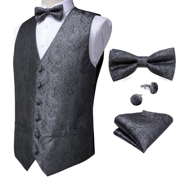 men's vests classic party wedding paisley jacquard gray waistcoat barry.wang silk vest pocket square bow tie cufflinks set dibangu, Black;white
men's vests classic party wedding paisley jacquard gray waistcoat barry.wang silk vest pocket square bow tie cufflinks set dibangu, Black;white