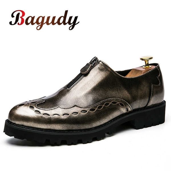 men's leather dress formal shoes classic brogue man footwear casual wedding oxford british style fashion 210619, Black
men's leather dress formal shoes classic brogue man footwear casual wedding oxford british style fashion 210619, Black