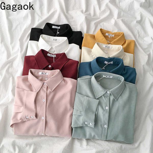 women office lady blouse spring autumn turn-down collar solid full loose wild simple chic female fashion shirts 210531, White
women office lady blouse spring autumn turn-down collar solid full loose wild simple chic female fashion shirts 210531, White