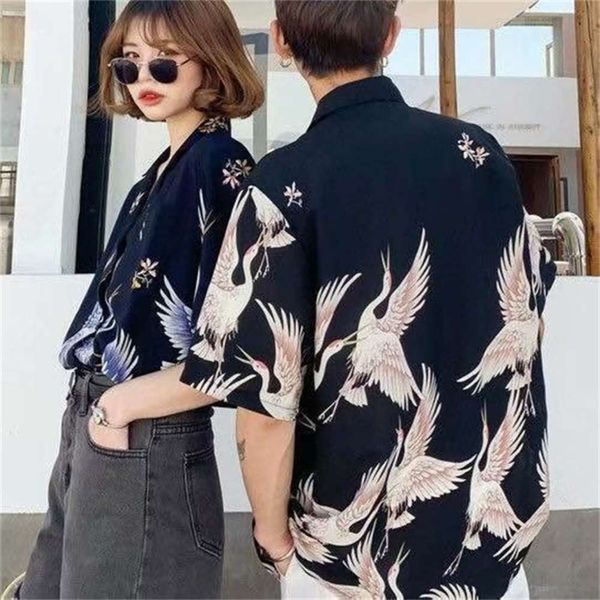 men's casual shirts shirtsummer brand crane printed shirt korean fashion harajuku bf style loose men's short sleeve 921g, White;black
men's casual shirts shirtsummer brand crane printed shirt korean fashion harajuku bf style loose men's short sleeve 921g, White;black