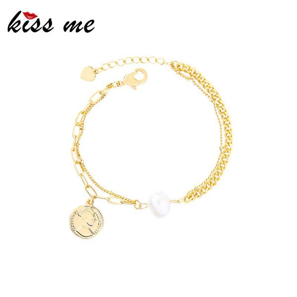 charm bracelets kissme unique queen portrait nameplate for women gold color brass splicing chains cultured pearl fashion jewelry, Golden;silver
charm bracelets kissme unique queen portrait nameplate for women gold color brass splicing chains cultured pearl fashion jewelry, Golden;silver