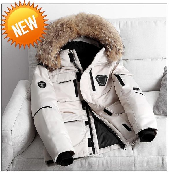 -30 degree down parkas snow jacket men winter white duck thicken coat fur hooded thick warm windbreaker, Black
-30 degree down parkas snow jacket men winter white duck thicken coat fur hooded thick warm windbreaker, Black