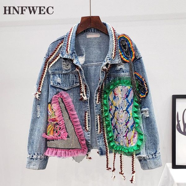 autumn winter long sleeve turn down collar vintage holes mesh patchwork blue denim jacket women coat streetwear k411 women's jackets, Black;brown
autumn winter long sleeve turn down collar vintage holes mesh patchwork blue denim jacket women coat streetwear k411 women's jackets, Black;brown