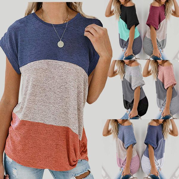 women's 2021 twist short sve casual bat sve round neck loose color matching t-shirt, White
women's 2021 twist short sve casual bat sve round neck loose color matching t-shirt, White