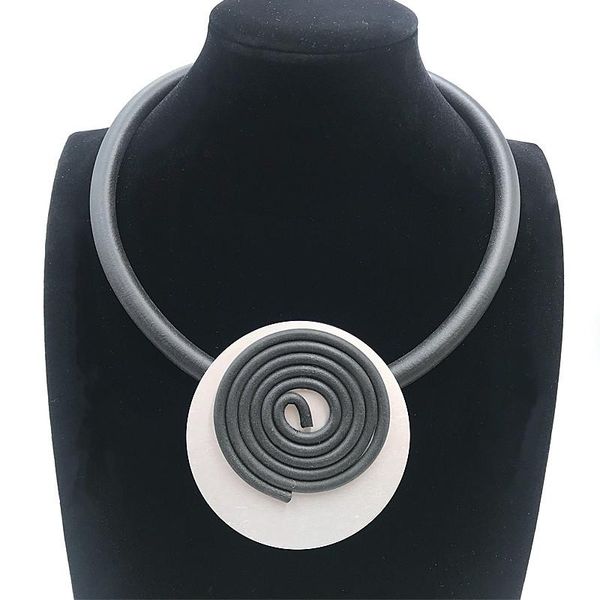 pendant necklaces yd&ydbz handmade whirlpool round metal sheet necklace for women punk style leather rubber statement sweater chain, Silver
pendant necklaces yd&ydbz handmade whirlpool round metal sheet necklace for women punk style leather rubber statement sweater chain, Silver