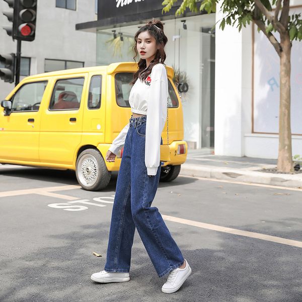 blue high waist straight jeans plus size women spring casual loose wide leg trousers girls pants 210428
blue high waist straight jeans plus size women spring casual loose wide leg trousers girls pants 210428