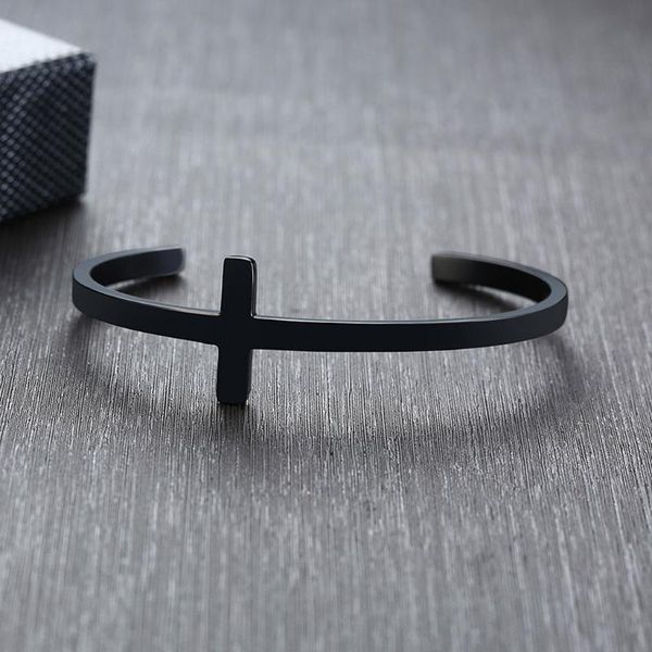 stainless steel cross bracelet religious bible christian jewelry 634c bangle, Black
stainless steel cross bracelet religious bible christian jewelry 634c bangle, Black