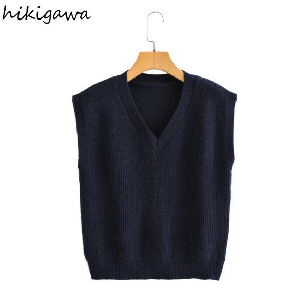 women's vests hikigawa fashion v neck sleeveless female vest simple all-match solid sweater gilet loose pullover short colete feminino, Black;white
women's vests hikigawa fashion v neck sleeveless female vest simple all-match solid sweater gilet loose pullover short colete feminino, Black;white