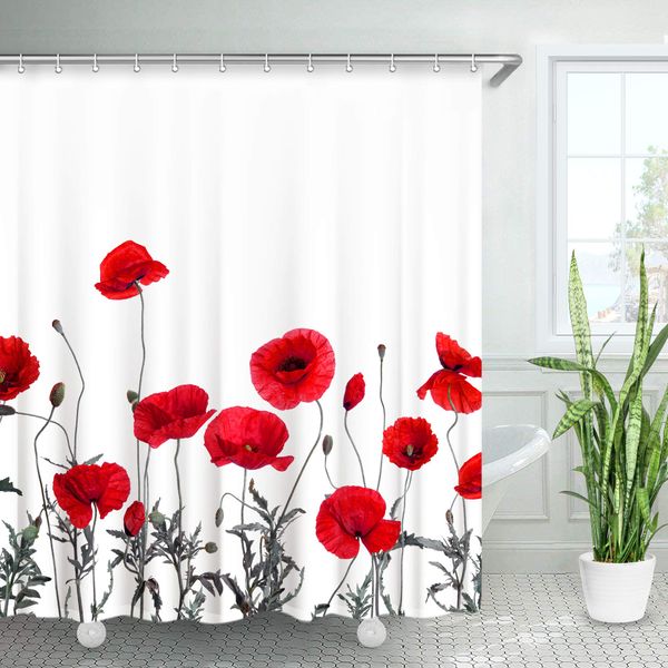 poppy floral shower curtain red flowers fabric bathroom curtain home decoration set with hooks decorative machine washable
poppy floral shower curtain red flowers fabric bathroom curtain home decoration set with hooks decorative machine washable