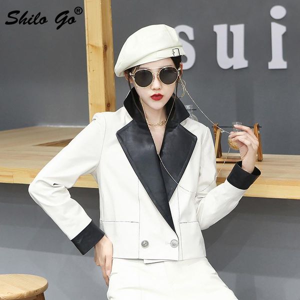 women's leather & faux office lady notched neck blazer women winter casual buttons front panelled sheepskin genuine coat work wear outw, Black
women's leather & faux office lady notched neck blazer women winter casual buttons front panelled sheepskin genuine coat work wear outw, Black