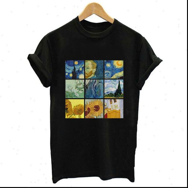summer short sleeve o neck women shirt van gogh print black casual tumblr 30 colors, White
summer short sleeve o neck women shirt van gogh print black casual tumblr 30 colors, White