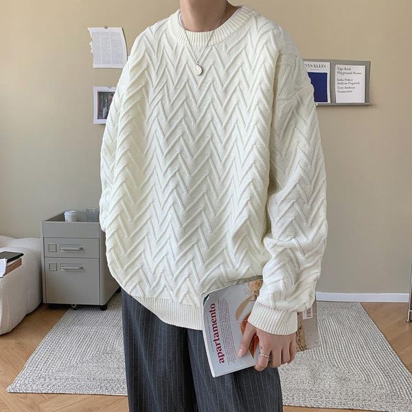 men's sweaters autumn winter oversize sweater men warm fashion casual knitted pullover korean loose long-sleeved mens jumper, White;black
men's sweaters autumn winter oversize sweater men warm fashion casual knitted pullover korean loose long-sleeved mens jumper, White;black