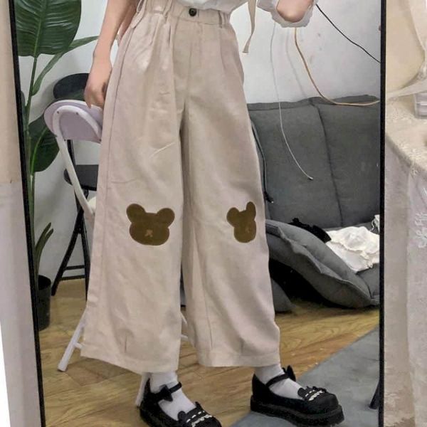 women's pants & capris wide leg bear pants, korean straight loose university style, student casual, Black;white
women's pants & capris wide leg bear pants, korean straight loose university style, student casual, Black;white