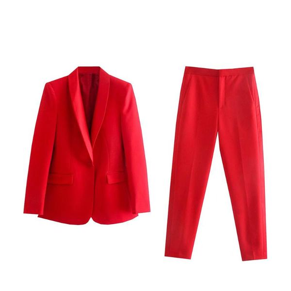 women's two piece pants coat 2021 suit jacket solid color button pocket long sleeve female blazer cardigan for women autumn, White
women's two piece pants coat 2021 suit jacket solid color button pocket long sleeve female blazer cardigan for women autumn, White