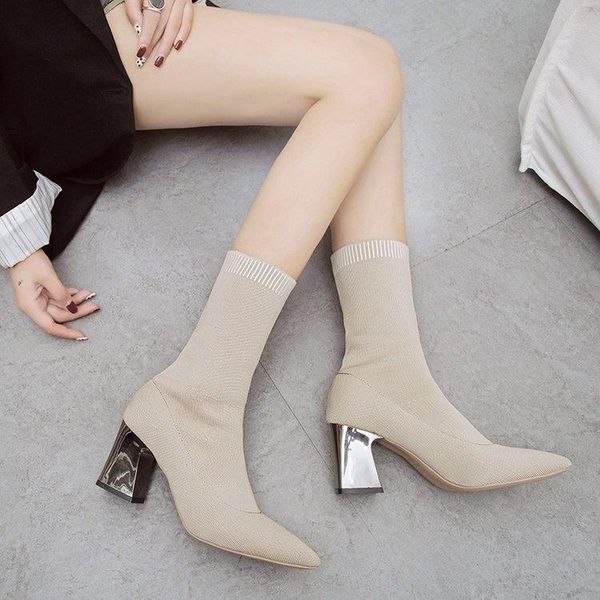 boots pointed autumn and winter 2021 thick heel women's high fashion slim elastic, Black
boots pointed autumn and winter 2021 thick heel women's high fashion slim elastic, Black
