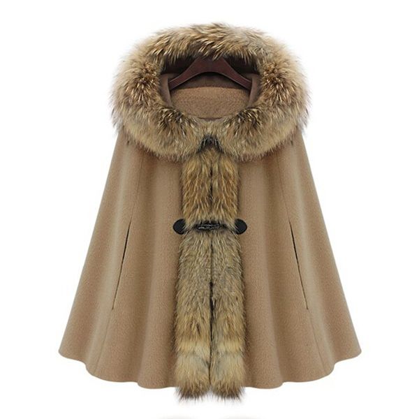 wool blends women hooded faux fur collar wool coat cardigan shawl cape batwing sleeve cashmere jacket female clothing winter windbreaker, Black
wool blends women hooded faux fur collar wool coat cardigan shawl cape batwing sleeve cashmere jacket female clothing winter windbreaker, Black