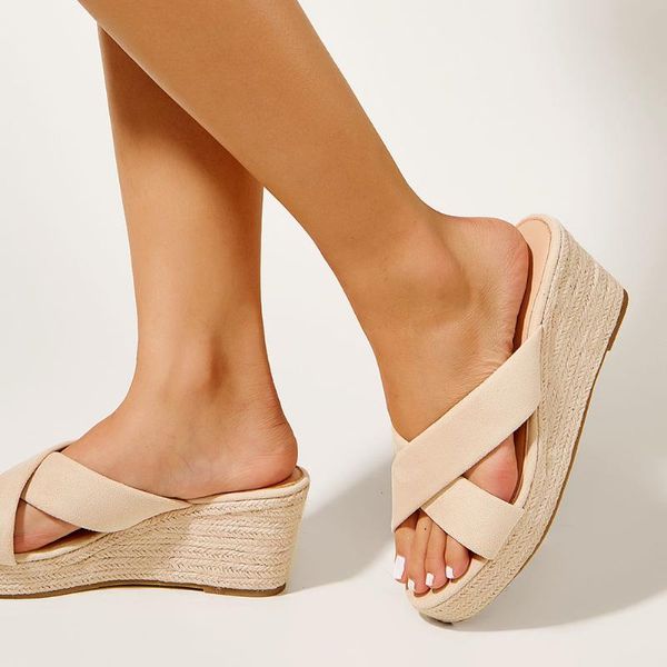 slippers sarairis fashion wedges heel concise comfy women sandals shoes platform solid outside slipper, Black
