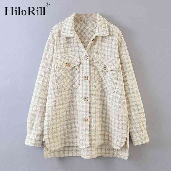 fashion plaid tweed shirt jacket women vintage long sleeve pockets outerwear loose irregular hem jakcet coat 210508, Black;brown
fashion plaid tweed shirt jacket women vintage long sleeve pockets outerwear loose irregular hem jakcet coat 210508, Black;brown