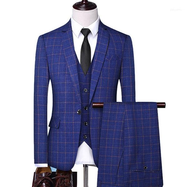 men's suits & blazers 2021 plaid blazer pants vest business three piece set groom wedding dress slim jacket coat tro, White;black
men's suits & blazers 2021 plaid blazer pants vest business three piece set groom wedding dress slim jacket coat tro, White;black