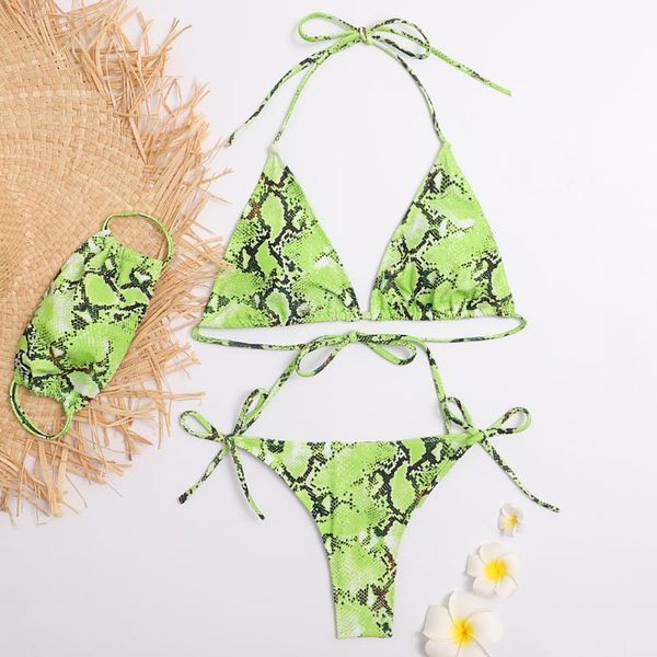 women's swimwear 2021 string bikini set women snakeskin swimsuit with mask female swimming suit leopard, White;black
women's swimwear 2021 string bikini set women snakeskin swimsuit with mask female swimming suit leopard, White;black