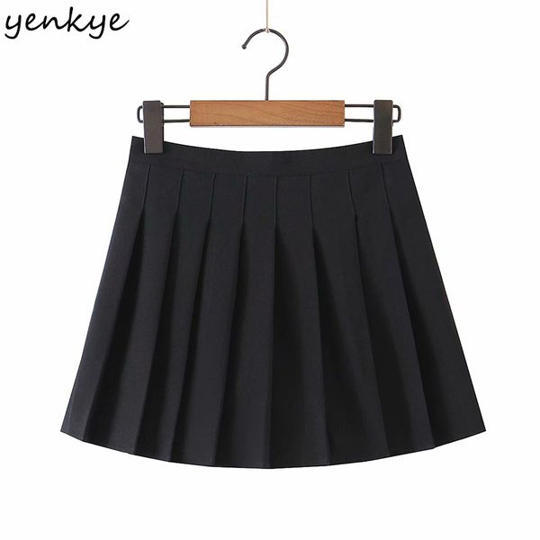 vintage solid pleated mini skirt women back zipper high waist casual summer fashion jupe femme 210430, Black
vintage solid pleated mini skirt women back zipper high waist casual summer fashion jupe femme 210430, Black
